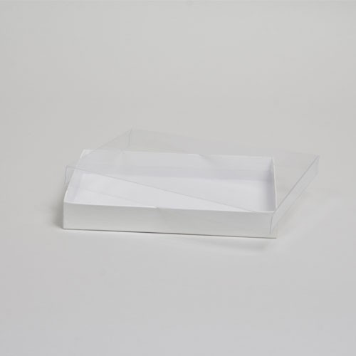 Clear Gift Box With Gold Cord Handle 7-7/8 X 7-7/8 X 3-1/2 