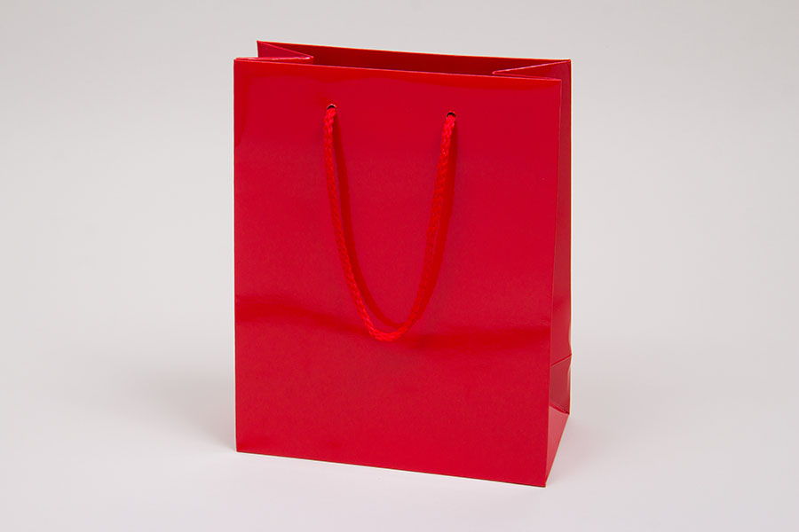 Download 8 x 4 x 10 RED GLOSS PAPER EUROTOTE SHOPPING BAGS