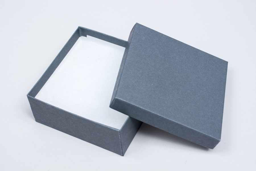(#33d) 3-1/2 x 3-1/2 x 1-1/2 Matte Slate Gray Jewelry Boxes