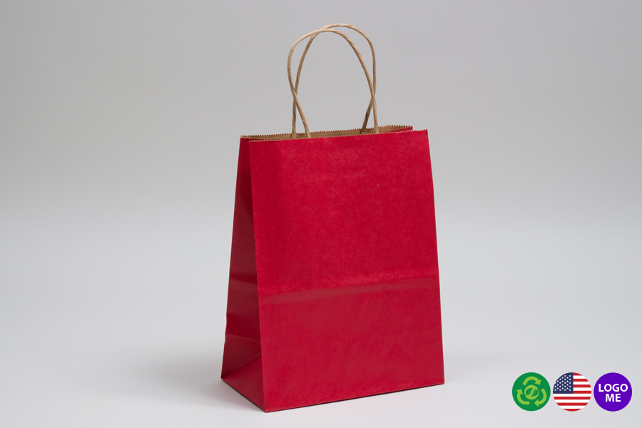 Download 8 X 4 5 X 10 25 Matte Scarlet Red Color Tinted Kraft Paper Shopping Bags With Twisted Paper Handles Limited Availability