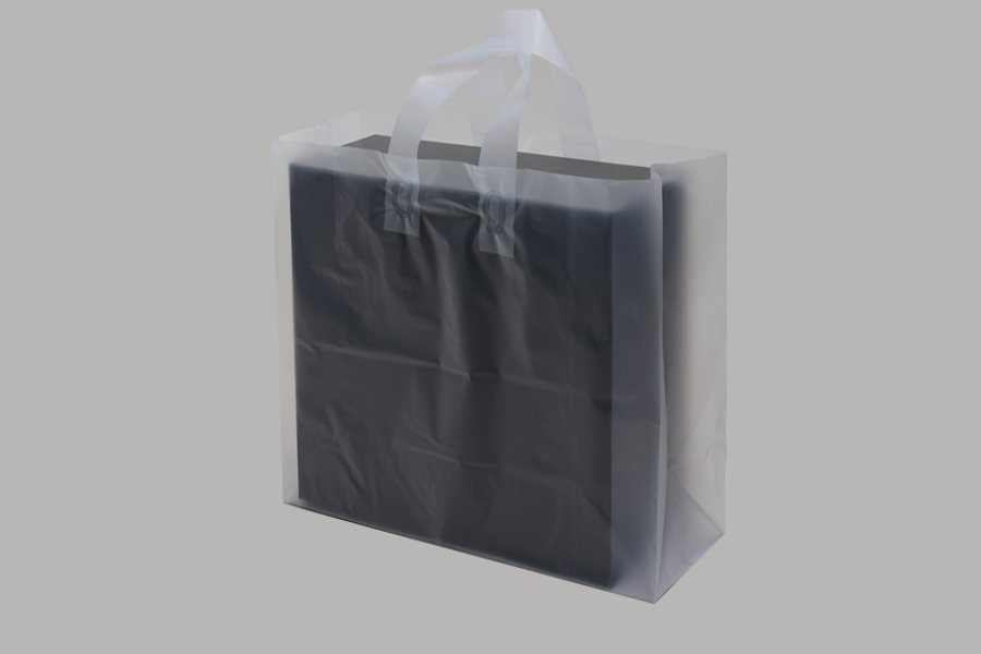 14x10x15 Clear Frosted Loop-handle Plastic Bags - 4 Mil