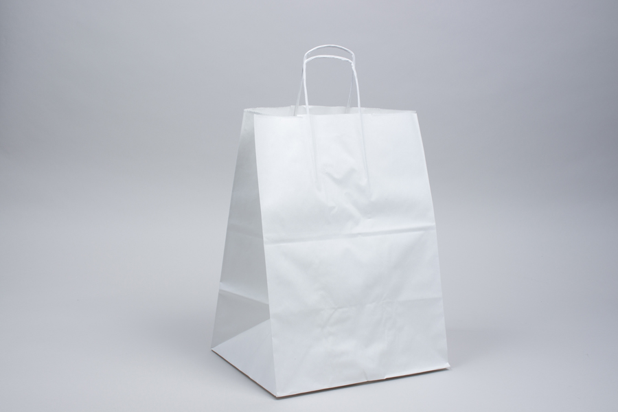 White Kraft Paper Bags, 14W x 9 1/2D x 16 1/4H