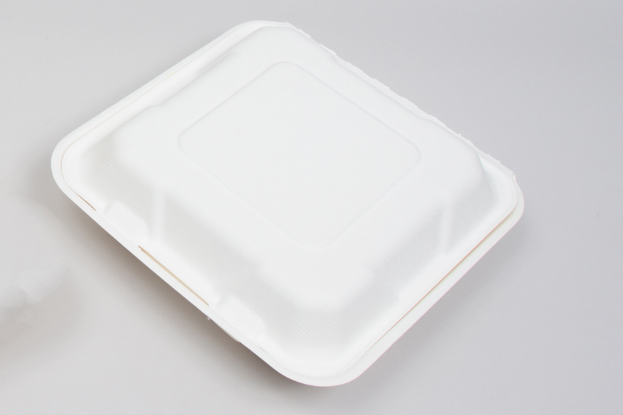 Bagasse Clamshell Takeout Containers, Biodegradable Eco Friendly