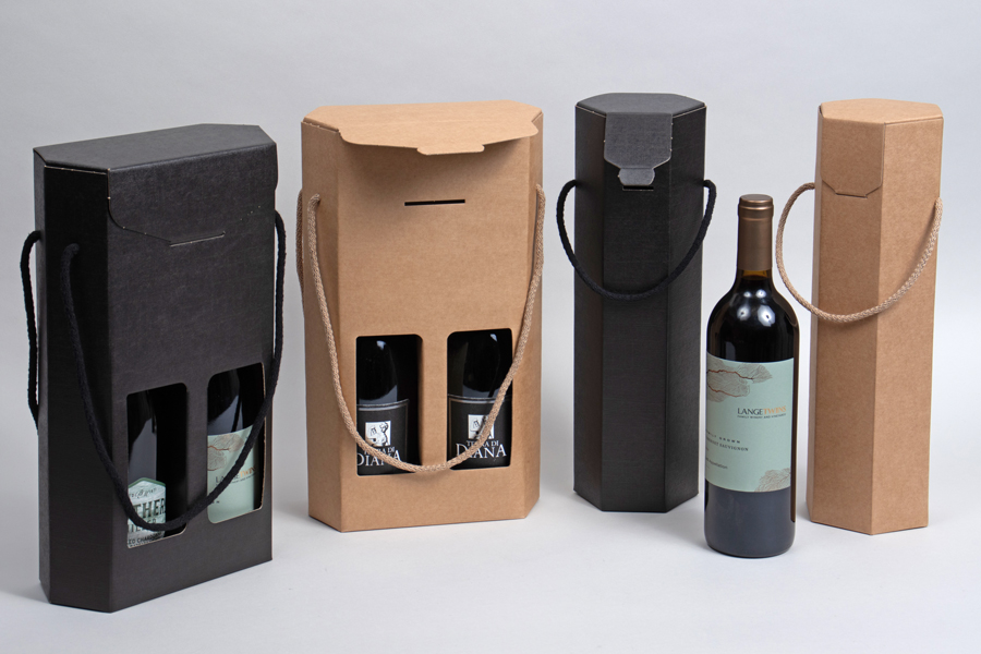 MC - Wine Packaging - Hex Bottle Carriers with Rope Handles