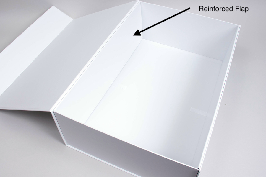 10 X 6-3/4 X 2-7/8 PLUS-SERIES™ 7-FLAP COLLAPSIBLE MATTE WHITE MAGNETIC GIFT BOXES