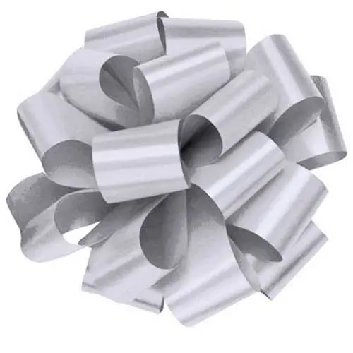 5"POLY POM BOW-MET SILVER PFG9