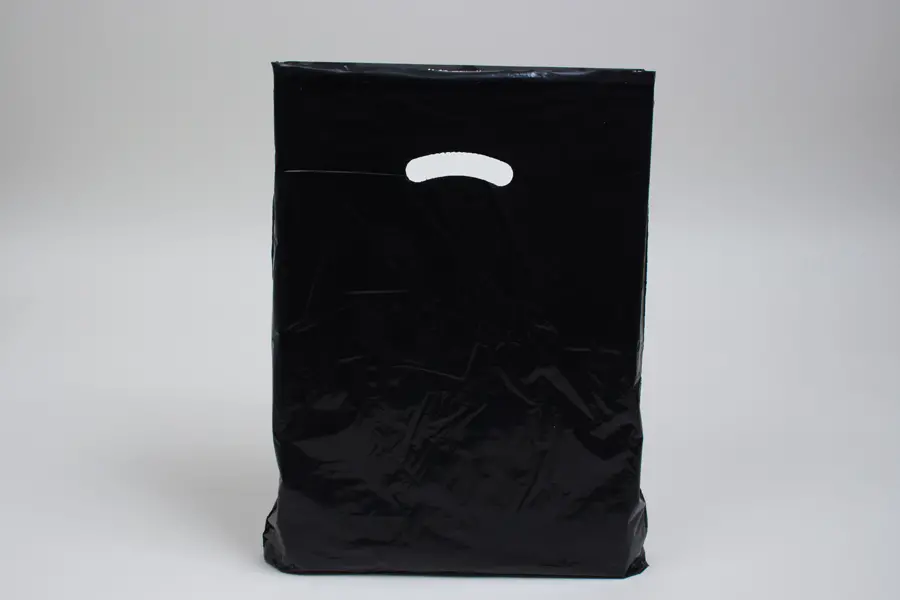 15X18X4 BLACK GLOSS PLASTIC BAGS