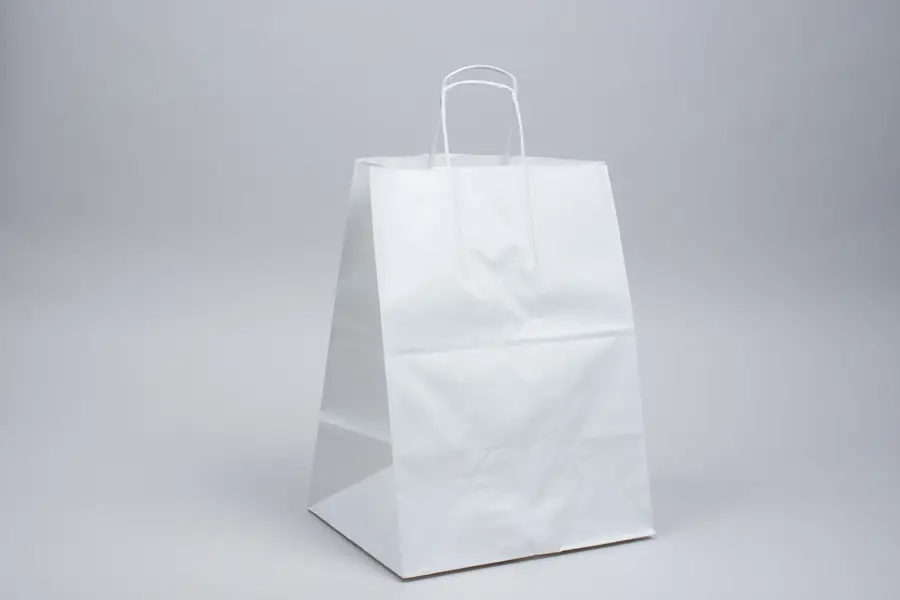 12X9X16 PREMIUM ECOPLUS WHITE KRAFT SHOP BAG