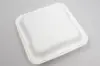 7-7/8 X 8 X 2-1/2 BAGASSE HINGE LID BOX WHITE 1 SECTION