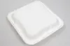 7-7/8 X 8 X 2-1/2 BAGASSE HINGE LID BOX WHITE 3 SECTION