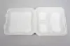 7-7/8 X 8 X 2-1/2 BAGASSE HINGE LID BOX WHITE 3 SECTION