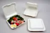 7-7/8 X 8 X 2-1/2 BAGASSE HINGE LID BOX WHITE 1 SECTION