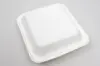 7-7/8 X 8 X 3-1/5 BAGASSE HINGE LID BOX WHITE 3 SECTION