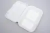 9 X 6 BAGASSE HINGE LID BOX WHITE 2 SECTION