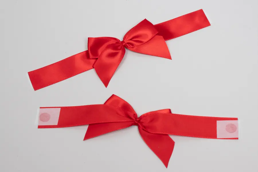 3X2" GLUE DOT SATIN RED BOW