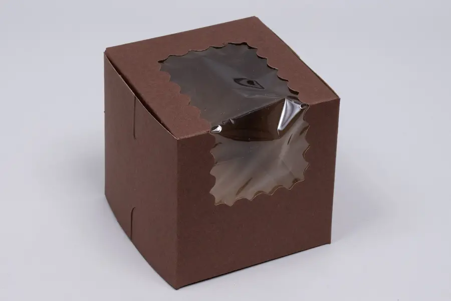 4X4X4 CHOCOLATE CUPCAKE BOX W/WIND 1 CUP