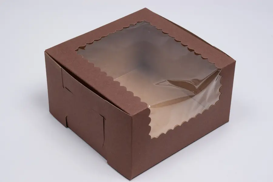 8X8X4 CHOCOLATE CUPCAKE BOX W/WIND 4 CUP