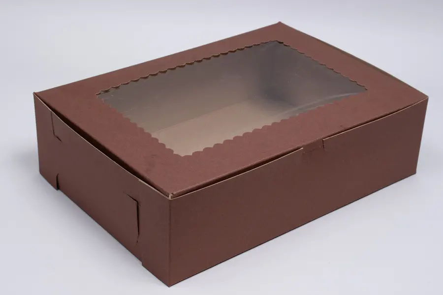 14X10X4 CHOCOLATE CUPCAKE BOX W/WIND 12 CUP