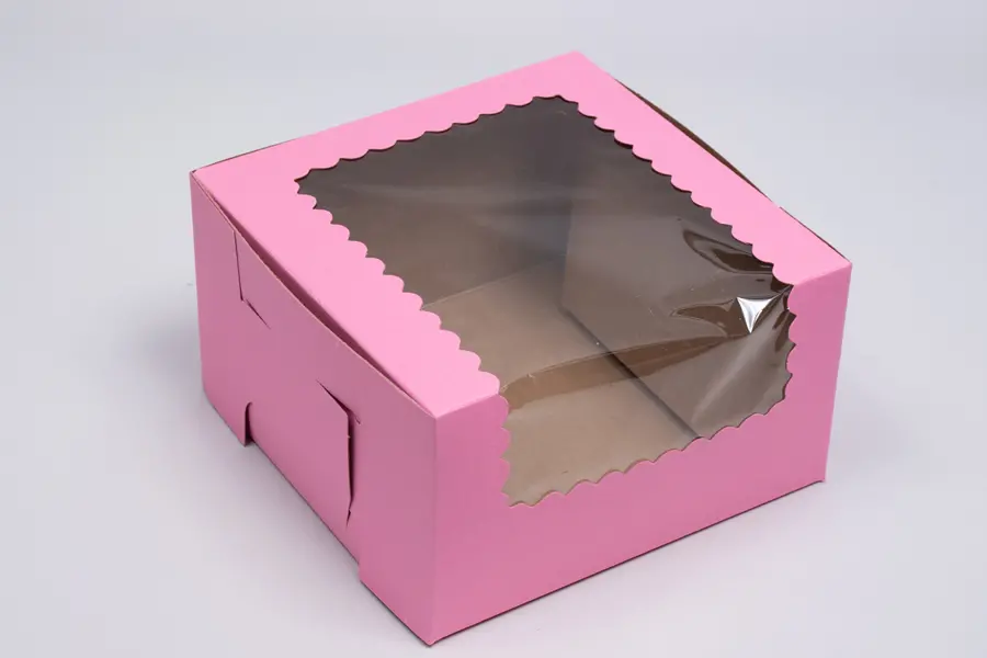 8X8X4 STRAWBERRY CUPCAKE BOX W/WIND 4 CUP