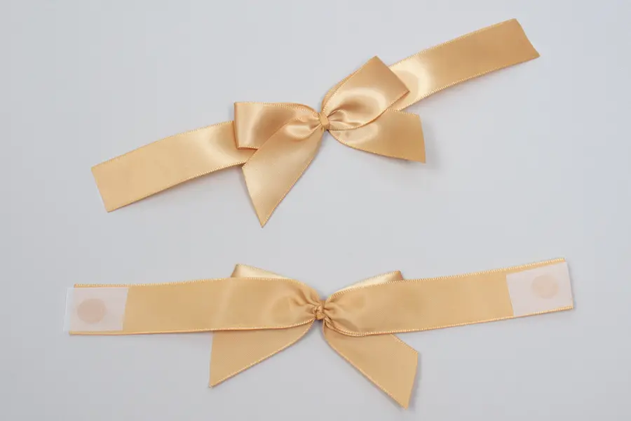 3X2" GLUE DOT SATIN GOLD BOW