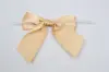 4" X 3-1/4" SATIN GOLD PRE-TIED BOW CLEAR TWIST TIE