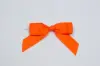 3-1/2" X 2-3/4" GROSGRAIN SOLID ORANGE PRE-TIED BOW CLEAR TWIST TIE