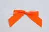 3-1/2" X 2-3/4" GROSGRAIN SOLID ORANGE PRE-TIED BOW CLEAR TWIST TIE