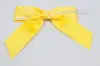 3-1/2" X 2-3/4" GROSGRAIN POLKA-DOT MAIZE PRE-TIED BOW CLEAR TWIST TIE