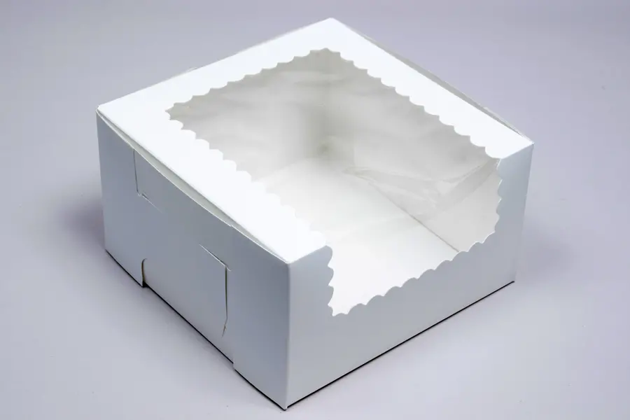 7X7X4 WHITE CUPCAKE BOX W/WIND 4 CUP