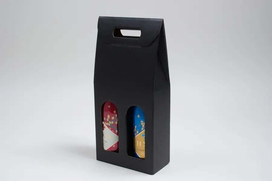 7  X  3-1/2  X  15 WIND BOTTLE BOX BLACK LINEN 2 BOT