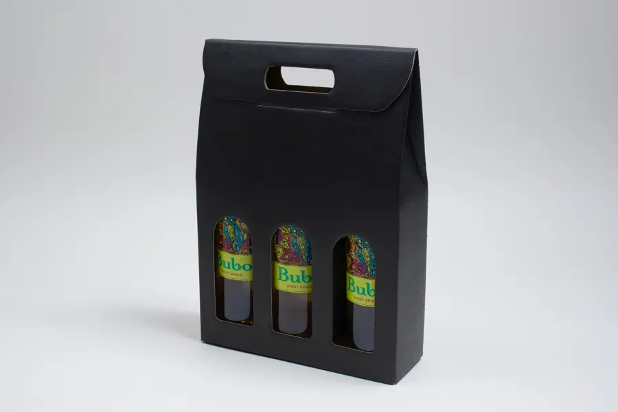 10-5/8 X 3-1/2 X 15 WIND BOTTLE BOX BLACK LINEN 3 BOT