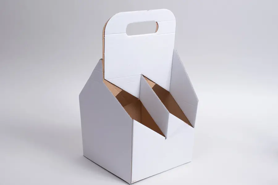 7X7X13-3/4 OPEN STYLE CARRIER WHITE KRAFT 4 BOT