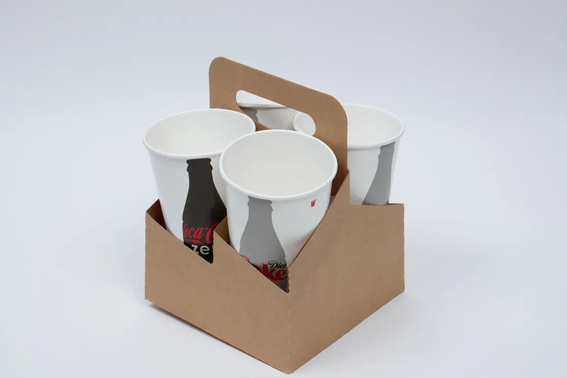 7-1/4 X 7 X 9-1/4 4 CUP 32 OZ NATURAL KRAFT CARRIER