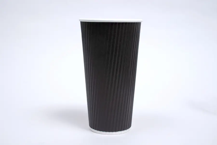 20OZ HOT GROOVE PAPER CUP BLACK