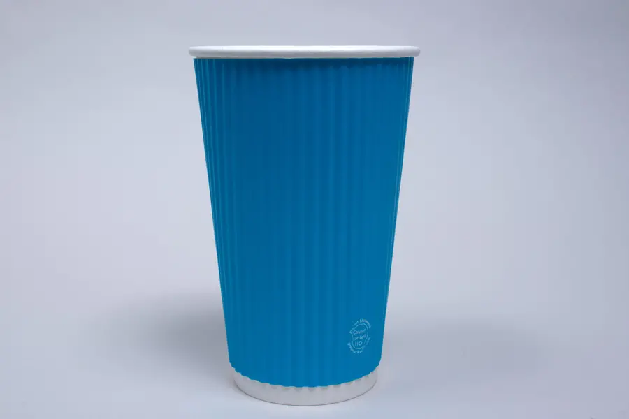 16OZ HOT GROOVE PAPER CUP ELECTRIC BLUE