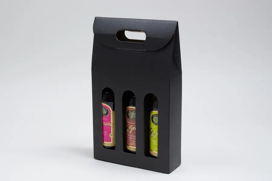 7-7/8 X 2-1/2 X 13-1/4 WIND BOTTLE BOX BLACK LINEN 3 BOT