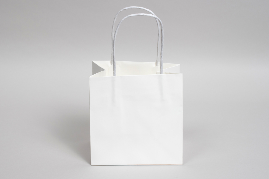 6 x 4 x 6 WHITE MIDTOWN TURN TOP PAPER SHOPPING BAG