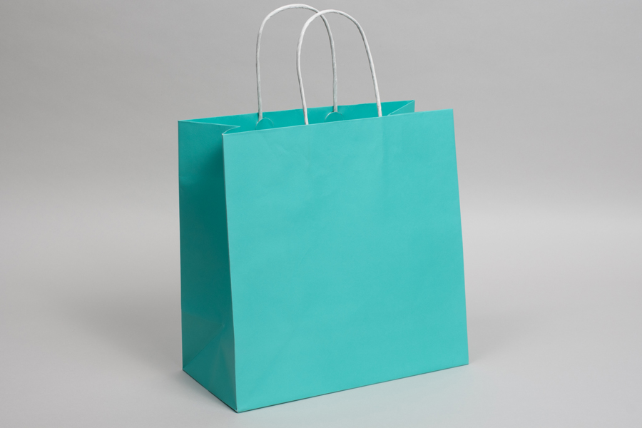 10 x 5 x 10 AQUA MARINE MIDTOWN TURN TOP PAPER SHOPPING BAG