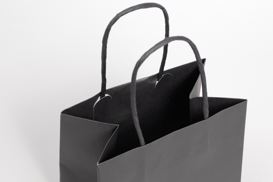 6 x 4 x 6 BLACK ONYX MIDTOWN TURN TOP PAPER SHOPPING BAG