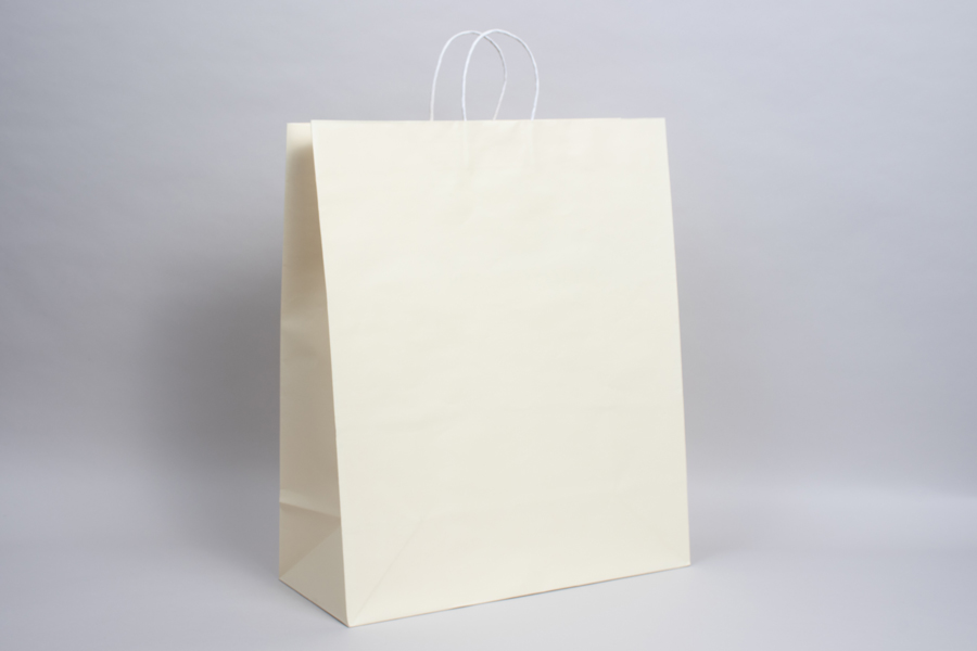 16 x 7 x 19 PEARL CREAM MIDTOWN TURN TOP PAPER SHOPPING BAG