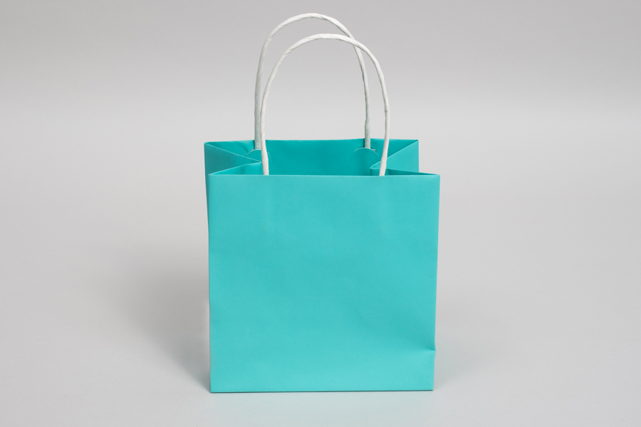 6 x 4 x 6 AQUA MARINE MIDTOWN TURN TOP PAPER SHOPPING BAG