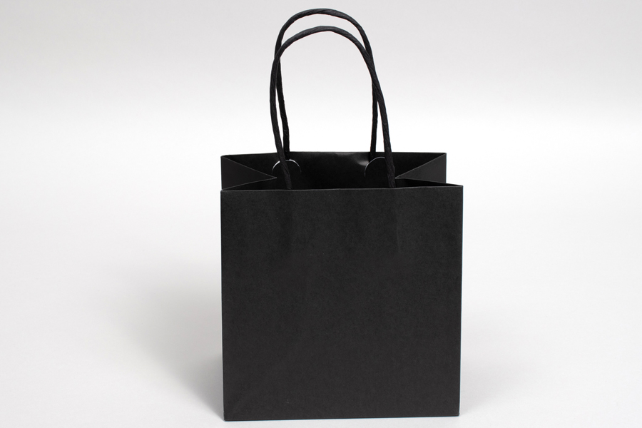 6 x 4 x 6 BLACK ONYX MIDTOWN TURN TOP PAPER SHOPPING BAG