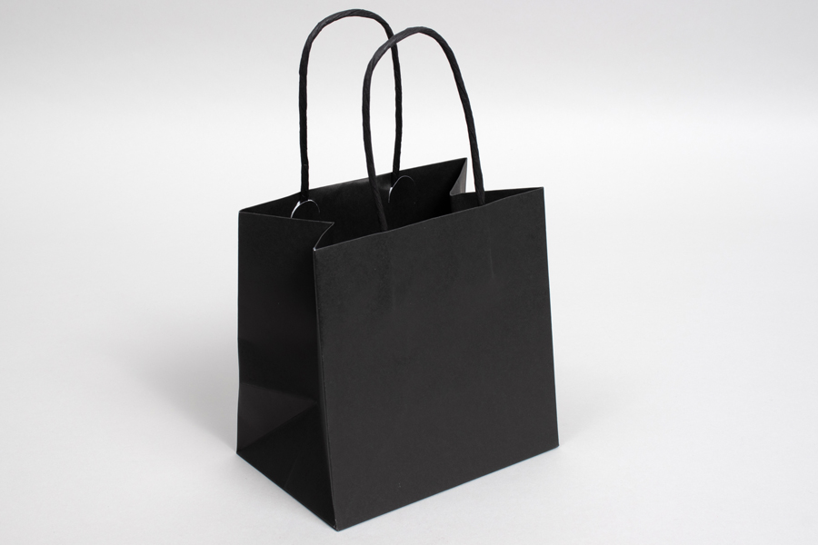 6 x 4 x 6 BLACK ONYX MIDTOWN TURN TOP PAPER SHOPPING BAG