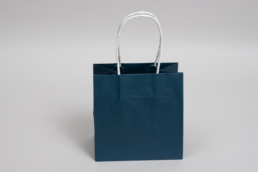 6 x 4 x 6 NAUTICAL BLUE MIDTOWN TURN TOP PAPER SHOPPING BAG