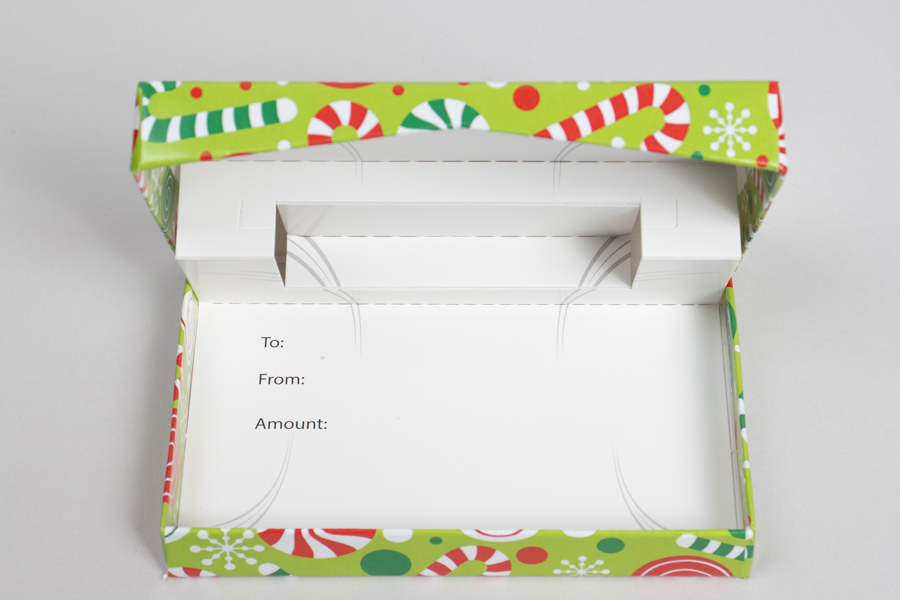 4-5/8 x 3-3/8 x 5/8 Peppermint Party Gift Card Box with Pop-Up Insert