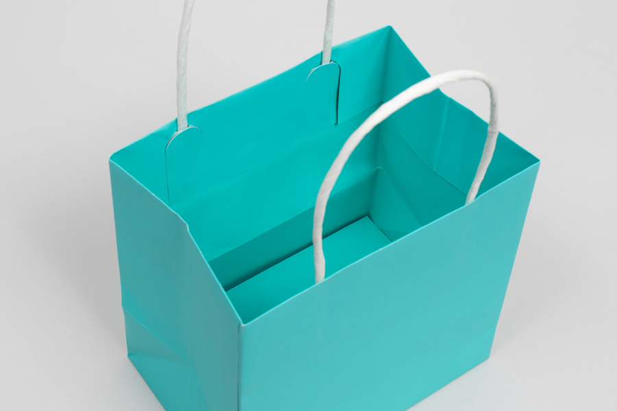 6 x 4 x 6 AQUA MARINE MIDTOWN TURN TOP PAPER SHOPPING BAG