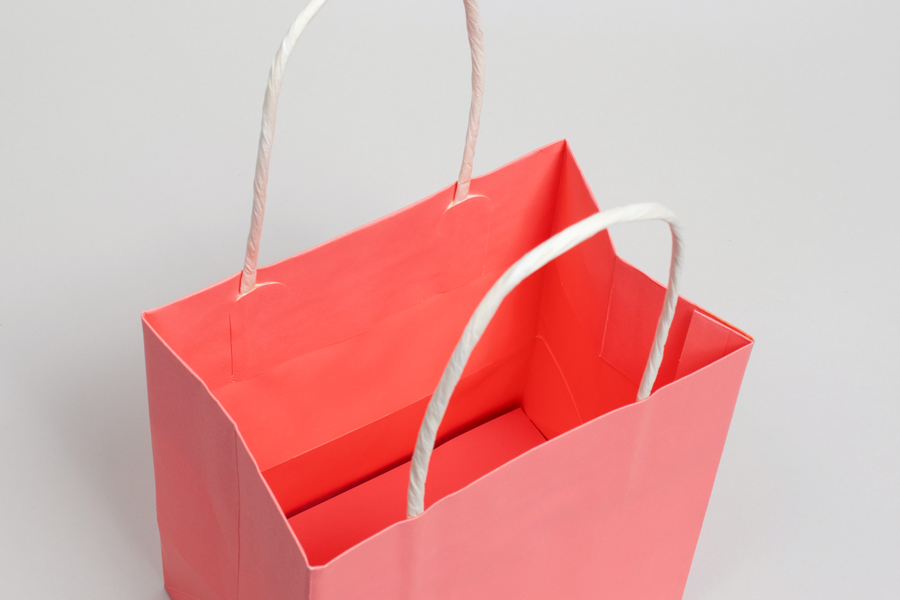 6 x 4 x 6 CORAL CHIFFON MIDTOWN TURN TOP PAPER SHOPPING BAG