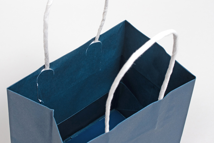 6 x 4 x 6 NAUTICAL BLUE MIDTOWN TURN TOP PAPER SHOPPING BAG