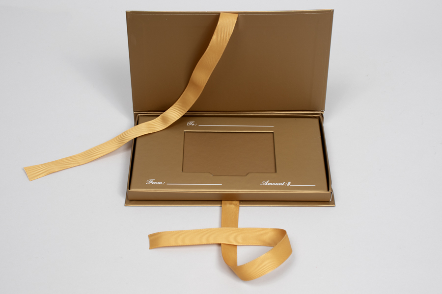 7-1/2 x 4-1/4 x 5/8 MATTE GOLD PLATFORM GIFT CARD BOX