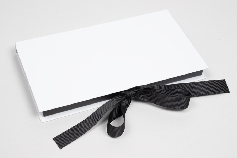 7-1/2 x 4-1/4 x 5/8 MATTE WHITE / BLACK PLATFORM GIFT CARD BOX